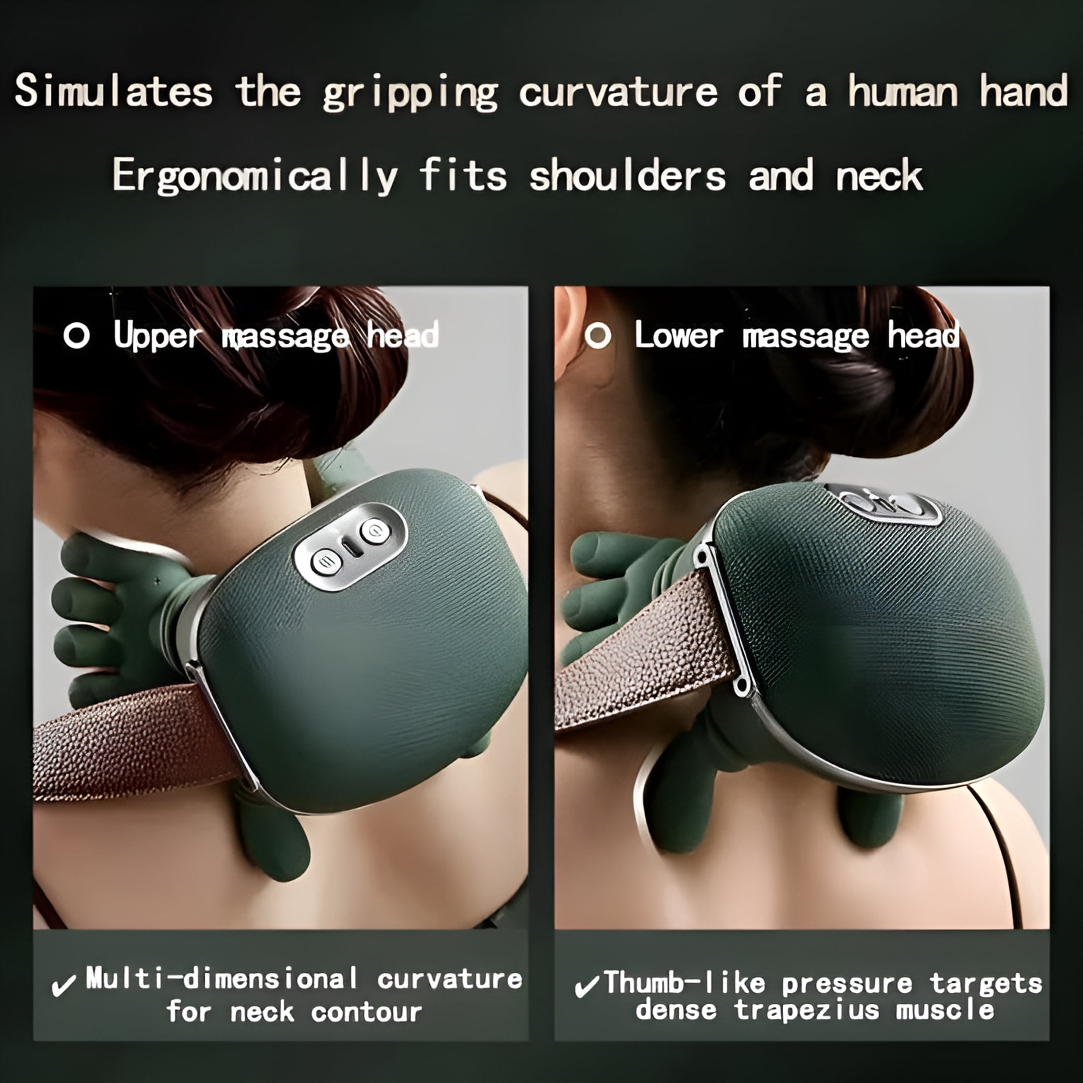 XIRQI Neck Massager,Shiatsu Kneading&Far-Infrared Heat,U-Shape Hands-Free,Rechargeable Portable Neck and Shoulder Back Massager for Pain Relief,Office Home Car Use