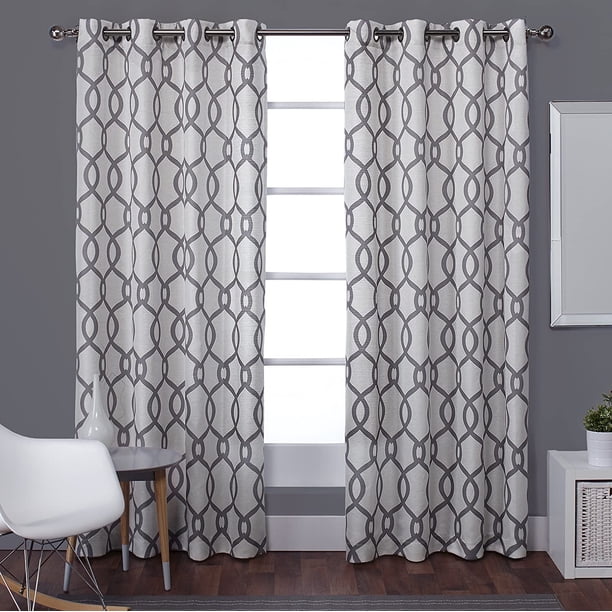 Curtains Exclusive Home Kochi - Par de Paneles de Cortina con Ojales en la Parte Superior, 54 x 108 Pulgadas, Perla Negra, 2 Unidades