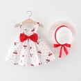 thumbnail image 2 of Fesfesfes Toddler Baby Kids Girls Dress Sleeveless Cherry Dot Princess Dresses Bow Hat Outfits, 2 of 8