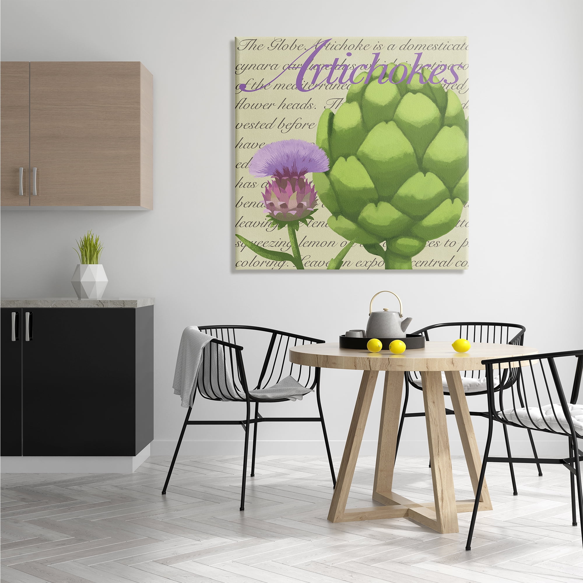 Stupell Industries Artichoke Blooming Florals Green Vegetable Traditional Script, 36 x 36, Designed by Sally Springer Griffith