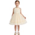 thumbnail image 4 of IBTOM CASTLE Pageant Dresses for Toddler Girls Halter Glitters Tulle Dress Princess Formal Birthday Party Wedding Flower Girl Dress Beige, 4 of 7