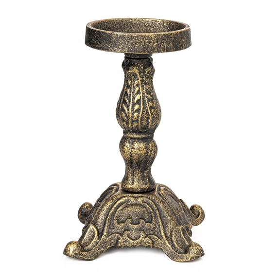 Sungmor Vintage Cast Iron Pillar Candle Holder,7.5" Tall Heavy Duty Candlestick Holder,Decorative Candle Stand for Table Centerpiece