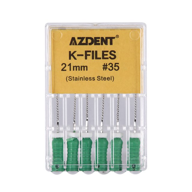 6 unids/pack AZDENT Dental uso manual limas K 21/25mm/31mm limas de conducto radicular endodoncia de acero inoxidable herramientas de dentista limas dentales laboratorio