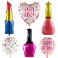 thumbnail image 6 of Hoppin Gee 6Pcs Pink Girls Makeup Theme Lipstick Aluminum Balloons, Pink Birthday Decorations, 6 of 7