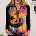 thumbnail image 2 of Godom Women's Halloween Long Sleeve V Neck Shirt Funny Graphic Top Fall Casual Loose Holiday T-Shirt, 2 of 7