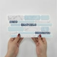 thumbnail image 6 of 12Sheet Peel and Stick Tiles Stickers DIY Wall Decals 4.72 x 9.68inch Waterproof Self Adhesive Backsplash Light Blue and Gray Mosaic Marble Decor, 6 of 7