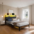 thumbnail image 7 of Kbun Twin Bed Frames,Industrial Metal Platform Bed Frame,Heavy Duty Steel Slats Support Up to 900 lbs,Upholstered Headboardand 9 Thickened Legs,No Box Spring Needed, Noise-Free,Brown, 7 of 7