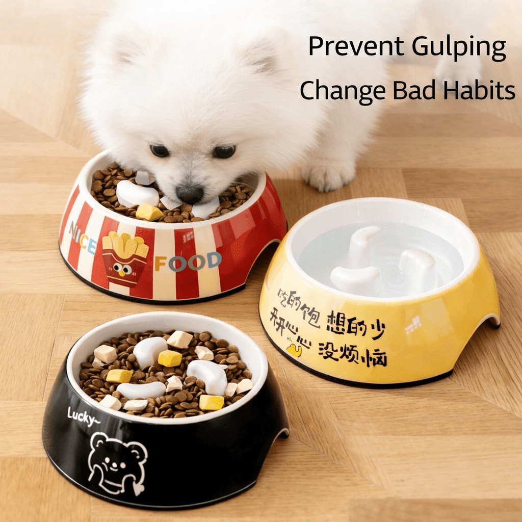 Slow Feeder Dog Bowl Anti Gulping Slow Feed Dog Food Bowl Pet Feeding Bowl Non Slip Dog Dish for Small Medium Dogs