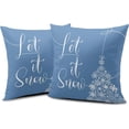 thumbnail image 2 of Let it Snow Winter Pillow Covers 20x20 Set of 2 Blue Christmas Throw Pillows Cases Snow Flakes Pillow Covers White Xmas Tree Pillowcases Art Home Decor for Indoors Bed, 2 of 6