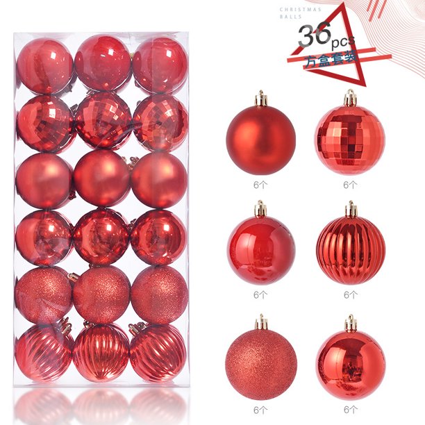 Venta al por mayor Navidad nueva forma especial 36 Uds galvanoplastia plástico clásico árbol de Navidad adornos de bolas Decoración