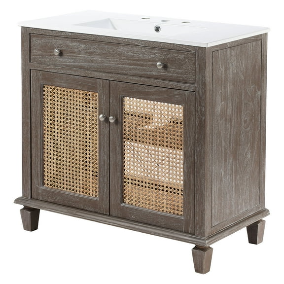 Sink Vanity Cabinet, White Grey Gray, Ceramic, Wood, Modern Contemporary Farmhouse Coastal, Hotel Bedroom Bathroom Master Suite Guest