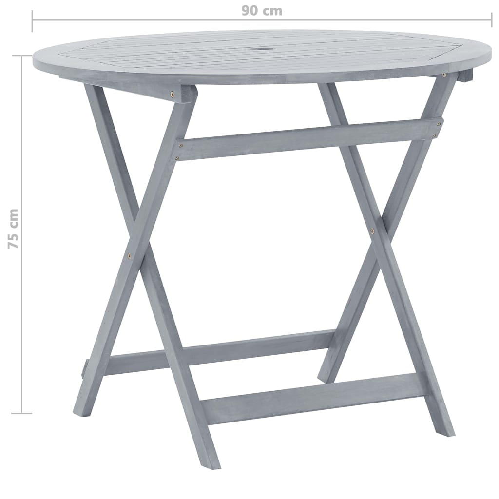 Kepooman 27.6" x 27.6" Outdoor Garden Folding Table, Patio Solid Acacia Wood Bistro Table with A Umbrella Hole