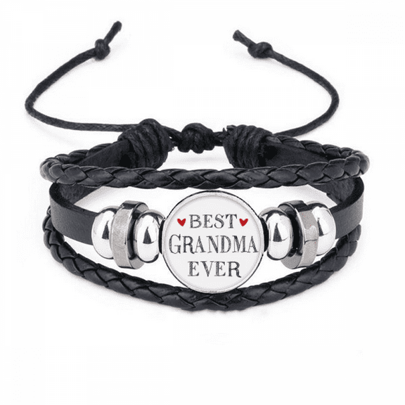 best grandma ever quote relatives bracelet braided leather woven wristband
