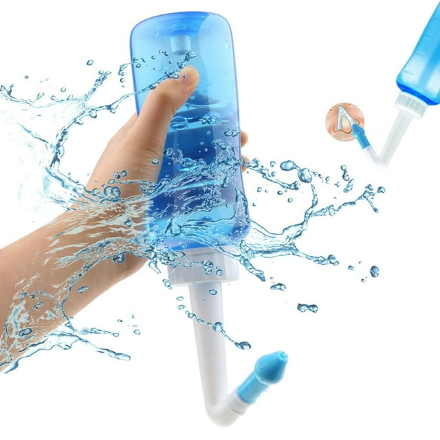 Kit de enjuague nasal con solución salina: 80 ml de solución salina + 1 botella de irrigación nasal (300 ml) - Neti Pot para limpieza de los senos nasales e higiene nasal