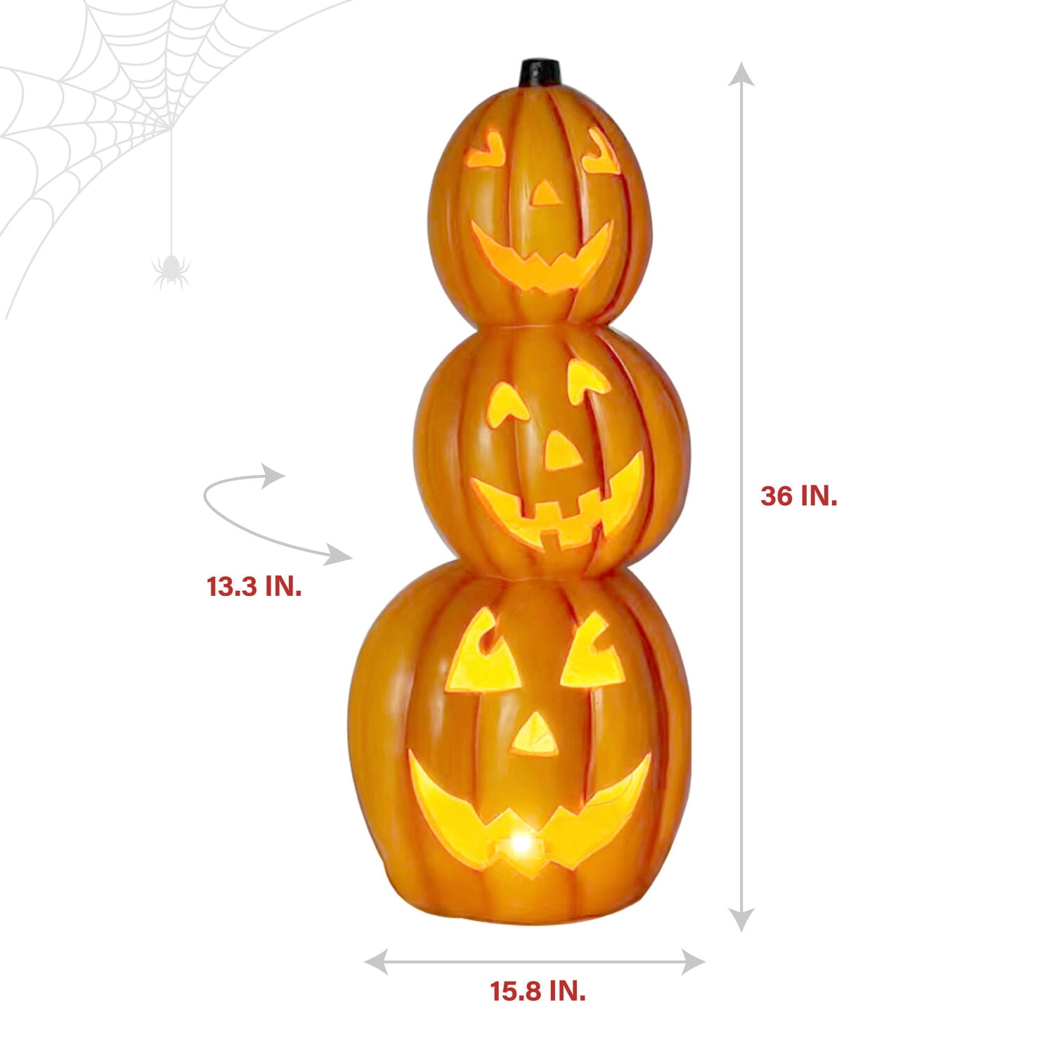 Haunted Hill Farm 36" 15 lbs Jack-o-Lantern Stack Statue, Halloween Decor, HHMG036-1PMP-ORG