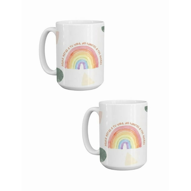Duo de Taza de cerámica 445 ml diseño divertido Ponle metas a tu vida, no limites a tus sueños, a veces puede ser dificil, pero siempre hay algo positivo que encontrar en cada dia regalo original