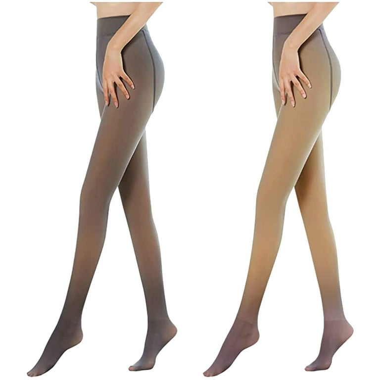 Women Fleece Lined Tights Fake Translucent Thermal Leggings Winter Sheer  Warm Pantyhose Footless High Waist Tights