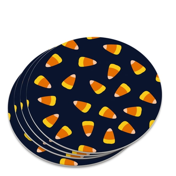 Sweet Orange Candy Corn Pattern Novelty Coaster Set