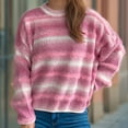 thumbnail image 5 of Jjayotai Women's Sweaters Clearance, Casual Long Sleeve Crewneck Color Block Patchwork Pullover Knit Sweater Tops Pink L, 5 of 5