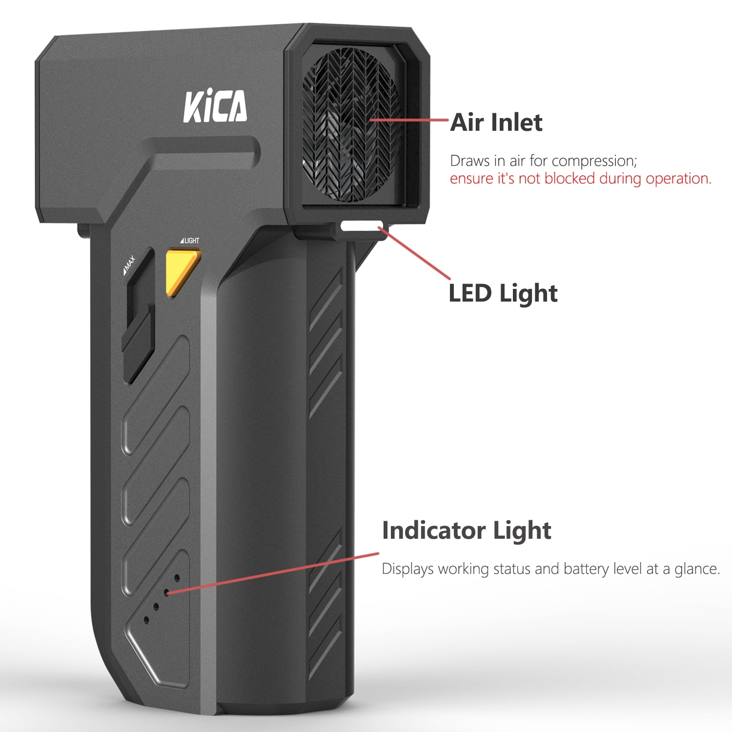 KiCA JetFan Ultra - Cordless Electric Air Duster, 13000RPM, LED Lights, 4000mAh Battery, Canned Air Replacement for Electronics, Car, and Home Use