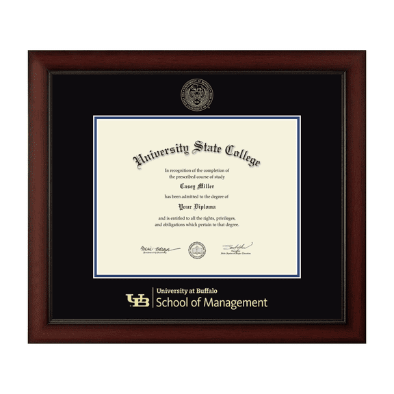 Framerly - UB Management Diploma Frame with Black and Royal Blue Mat