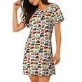 thumbnail image 2 of Kdxio Transport Pattern Womens Short Sleeve Sleepshirt Scoopneck Cute Nightdress Ruffle Comfy Nightgown, 2 of 6