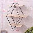 thumbnail image 2 of Geometric Diamond Shaped 3 Tier Mounted Floating, Home Decor, Metal Wire and Rustic Wood Wall Storage Shelves Home Decor, 2 of 6