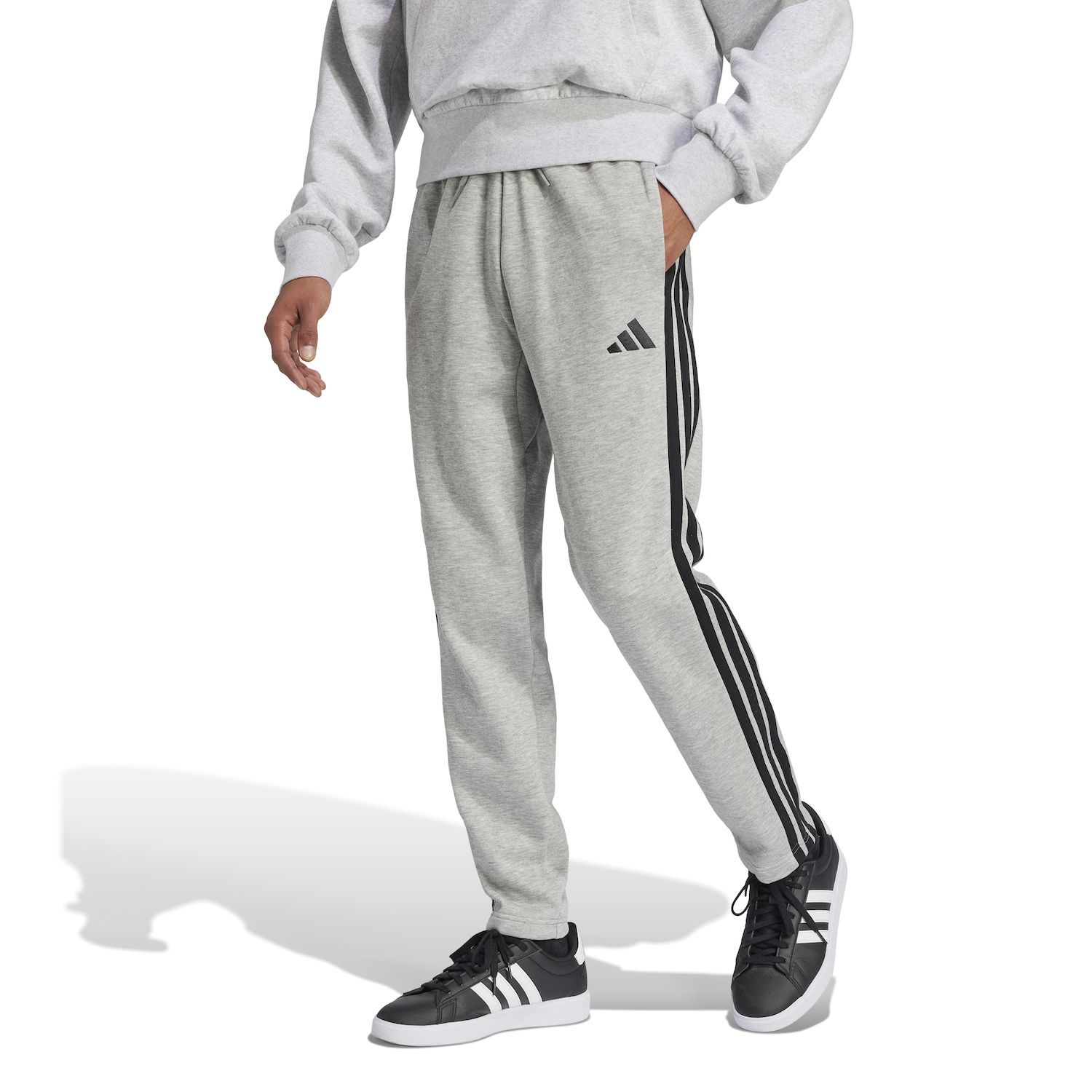 Adidas Essentials 3-Stripes Men's Fleece Pants Grey