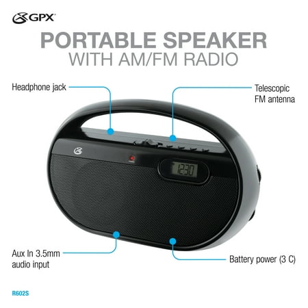 GPX - AM/FM Portable Radio - Black