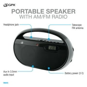 GPX R602B AM/FM Portable Clock Radio, Black