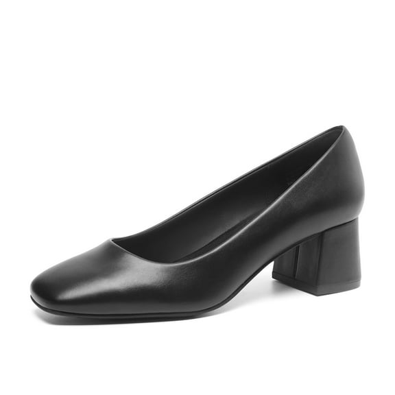 DREAM PAIRS Women's Low Chunky Heels Square Toe Pumps Comfortable Slip On Dress Shoes Wedding Party Office Shoes