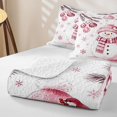 thumbnail image 4 of Erosebridal Kawaii Snowman Quilt King, Winter Snowflake King Coverlet Set, White Pink, 3-Piece, 1 Bedspread and 2 Pillowcases, 4 of 7