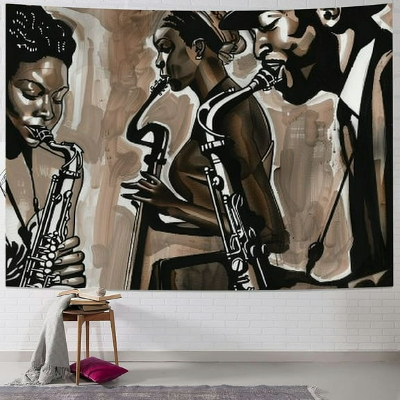 BCIIG Jazz Musicians Tapestry Wall Hanging Unique Style Graphic Tapestries Home Wall Decor Art for Living Room Bedroom Apartment Farmhouse Dorm 40x30inch