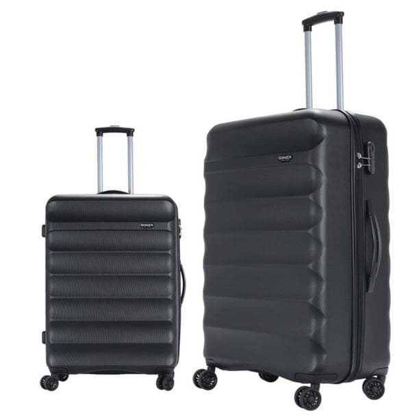 Ginza Travel 2 Pcs Luggage Set,Hard ABS Luggage Sets with Double Spinner Wheels,Black