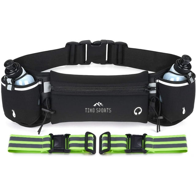 Hydration Running Belt - Comes With 2 Free Water Bottles and Reflective Bands- Jogging Marathon Waist Pouch