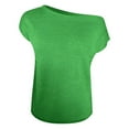 thumbnail image 4 of RMGVDSD Women's Summer Off The Shoulder Knit Tops 2025 Casual Short Sleeve Oversized Tunic T Shirt Solid Color Fashion Basic Sweater Tops /Green, 4 of 5