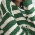 thumbnail image 3 of Suéter casual de punto de manga larga a rayas con cuello descubierto y suelto de estilo europeo y americano para otoño e invierno para mujer, 3 of 6