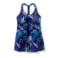 thumbnail image 4 of Swim 365 Women's Plus Size Longer-Length Ruched V-Neck Braided Racerback Tankini Top, 4 of 6