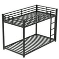 thumbnail image 5 of Kumix Bunk Bed Twin over Twin, Low Bunk Bed with Guardrails and Built-in Ladder, Metal Bunk Bed for Teens Adults, Twin Bunk Beds Frame for Bedroom, Noise Free, Easy Assembly, Black, 5 of 9