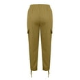 thumbnail image 3 of Women Work Pants Womens Casual Solid Color Pants Straight Wide Leg Trousers Pants Cargo Pants With Pocket Green L, 3 of 7
