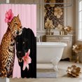 thumbnail image 3 of Manfei Animal Leopard Shower Curtain 72Wx72L,Tropical Flowers Bathroom Curtain, 3 of 6