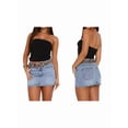 thumbnail image 3 of Womens Vintage Slim Fit Denim Mini Skirt Fashion Casual High Waist A Line Stretch Jeans Skirt Light Blue XS, 3 of 7