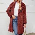 thumbnail image 2 of Penkiiy Women's Fuzzy Fleece Lapel Open Front Long Cardigan Coat Faux Fur Warm Winter Outwear Jackets Faux Fur Coat Wine, 2 of 5