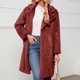 thumbnail image 1 of Chaqueta de abrigo larga y cálida para mujer, de invierno, lisa, con cuello vuelto, 1 of 5