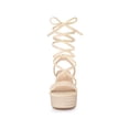 thumbnail image 6 of BLISSFUL STEP Mother's Day Women's Lace Up Wedge Heel Platform Slingback Strappy Sandals Beige 9, 6 of 8
