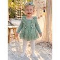 thumbnail image 5 of Cenuakty Baby Girl 2 Piece Outfit Adorable Flower Decor Long Sleeve Square Neck Tulle Romper Dress and Headband Set, 5 of 9