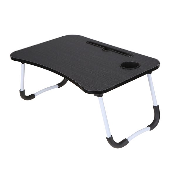 Amdohai Foldable Laptop Table Study Desk Breakfast Serving Bed Tray Laptop Stand with Phone Tablet Groove Cup Slot Storage Drawer