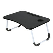 Foldable Laptop Table Study Desk Breakfast Serving Bed Tray Laptop Stand with Phone Tablet Cup Slot Storage Drawer