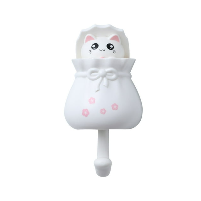 Mikilon Cute Cat hook Free Punch Wall Hanging Entrance Key Sticky Hook Wall Storage Hook