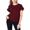 Michael Kors Womens Flutter Sleeve Ruffled Blouse, Red, PS